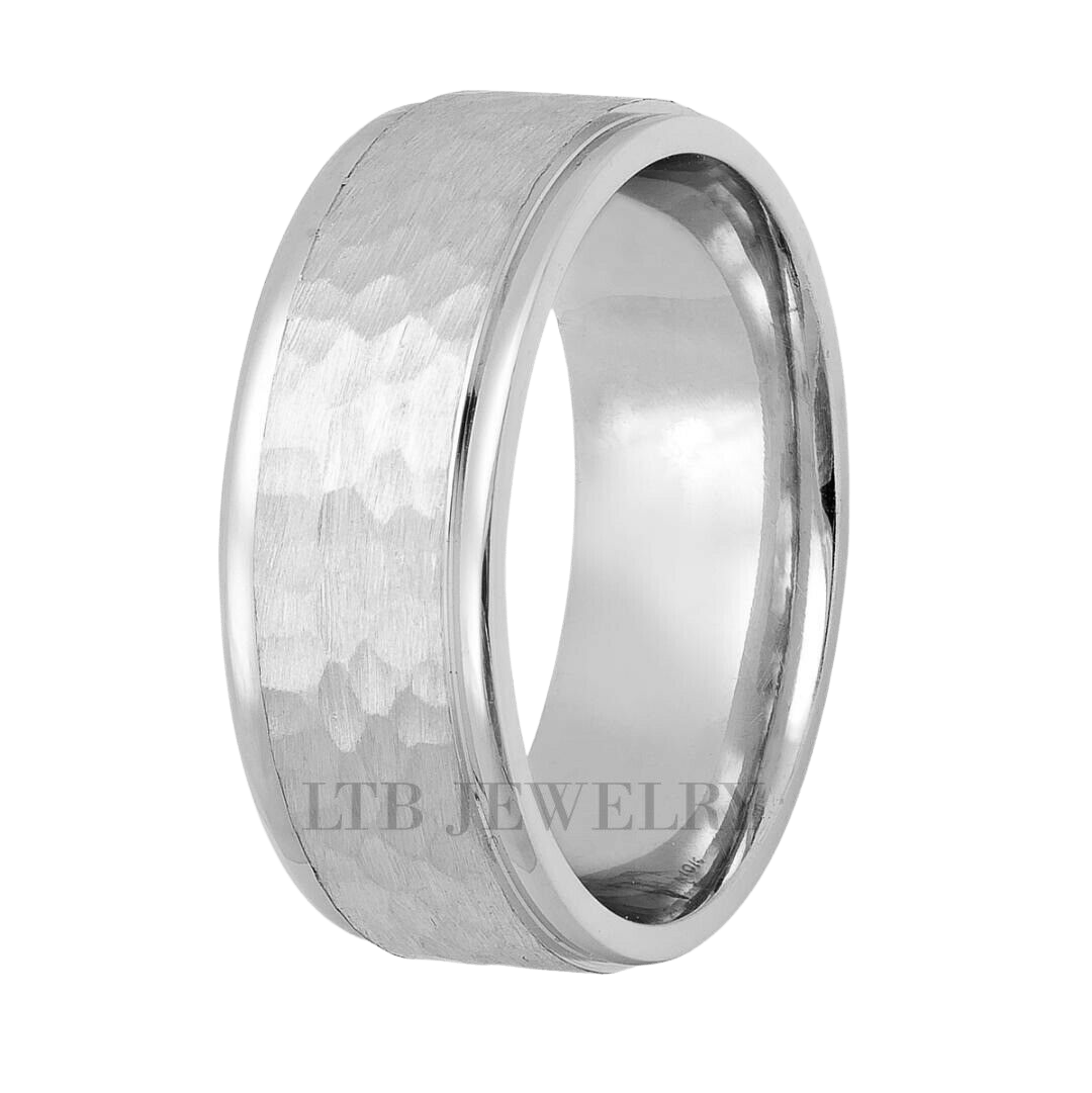 Hammered platinum mens deals wedding band