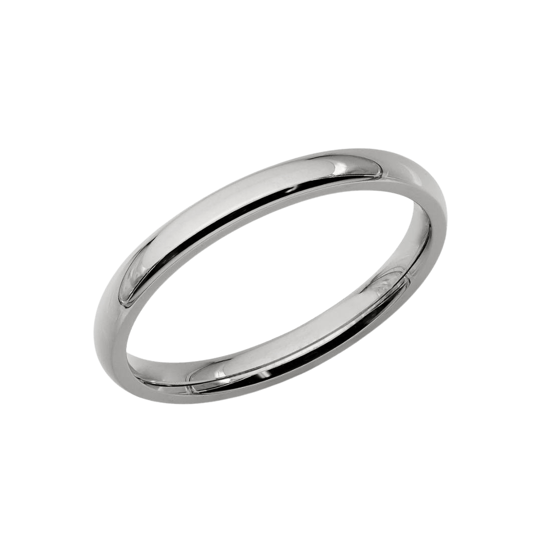 2mm unisex platinum plain wedding band with shiny finish, comfort fitted, made in New York, USA.