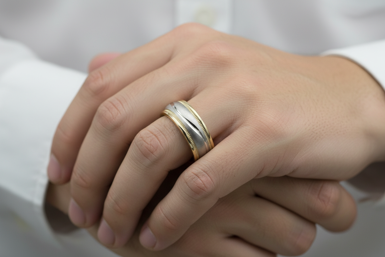Alliances pour hommes en or bicolore