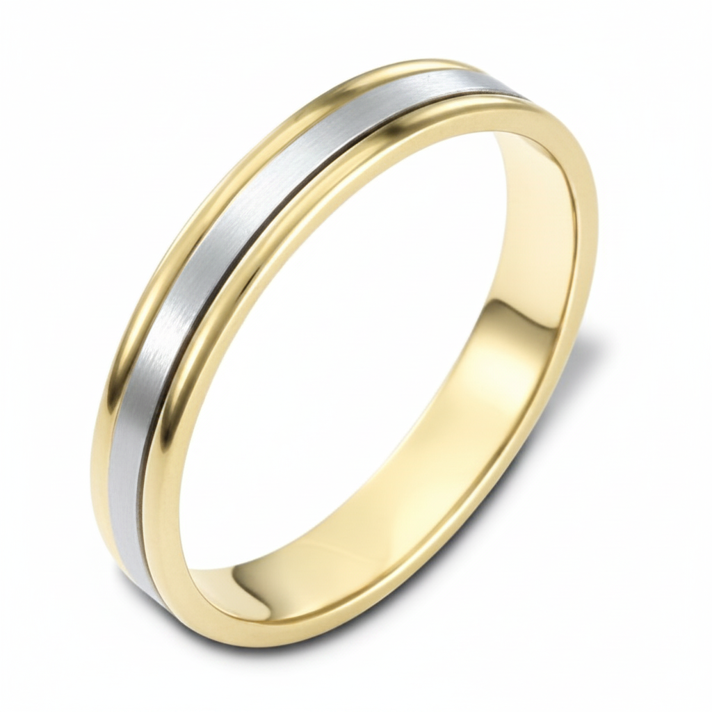 Alliances en or jaune massif 18 carats et platine