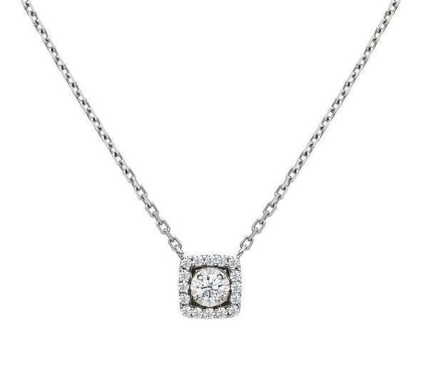 14K Solid White Gold Natural Diamond Solitaire Necklace