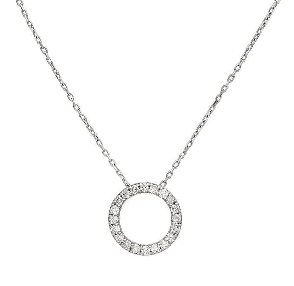 14K White Gold 0.35 Carat Natural Circle Diamond Necklace
