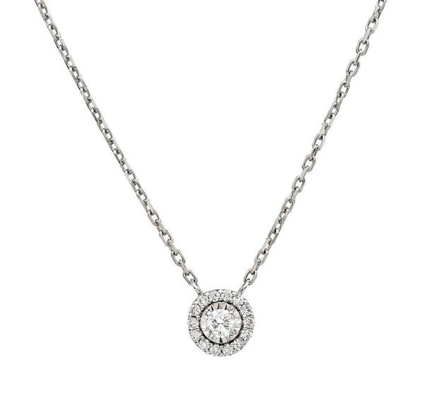 14K White Gold 0.35 Carat Natural Diamond Solitaire Necklace