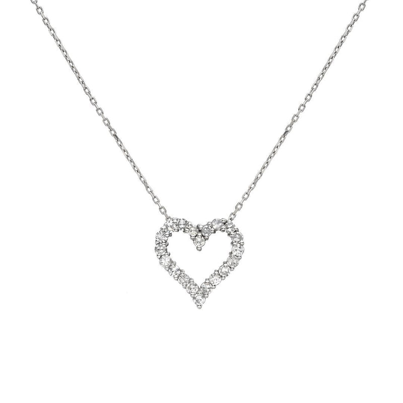 14K White Gold 0.40 Carat Natural Heart Diamond Necklace