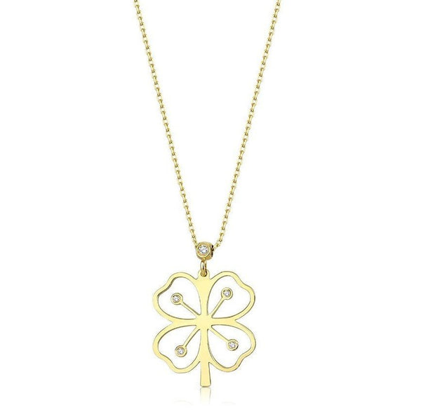 14K Yellow Gold Four Leaf Clover Necklace