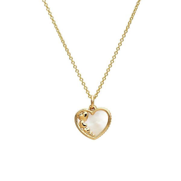 14K Yellow Gold Mother of Pearl Heart Pendant or Necklace