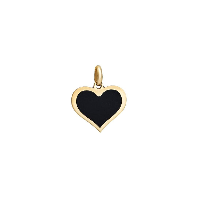 14K Yellow Gold Onyx Heart Necklace