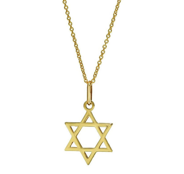 14K Yellow Gold Star Of David Necklace