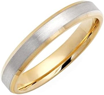Alianzas de boda de oro blanco y amarillo macizo de 14 quilates