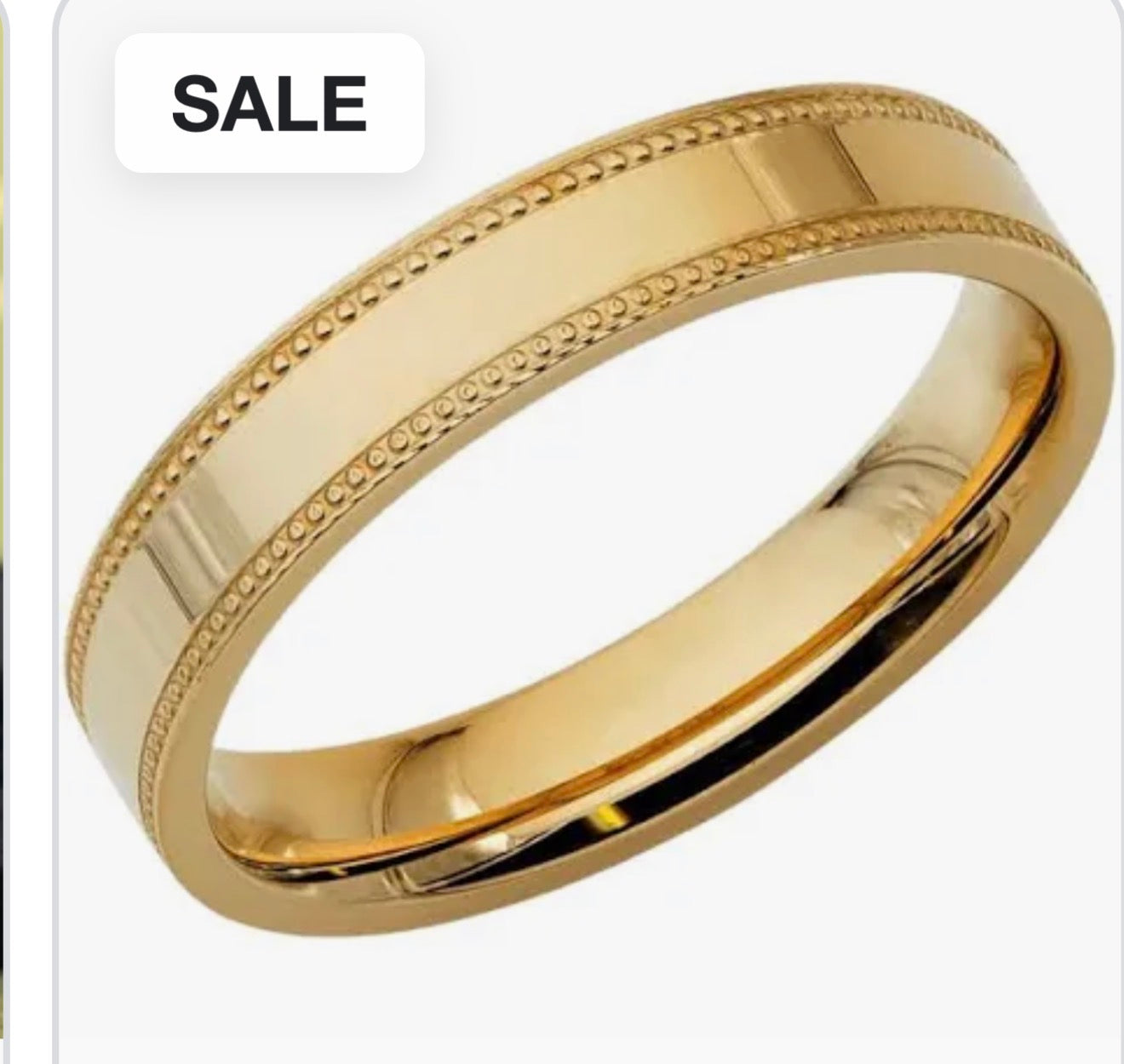 4mm 10K 14K 18K Yellow Gold Milgrain Flat Wedding Bands