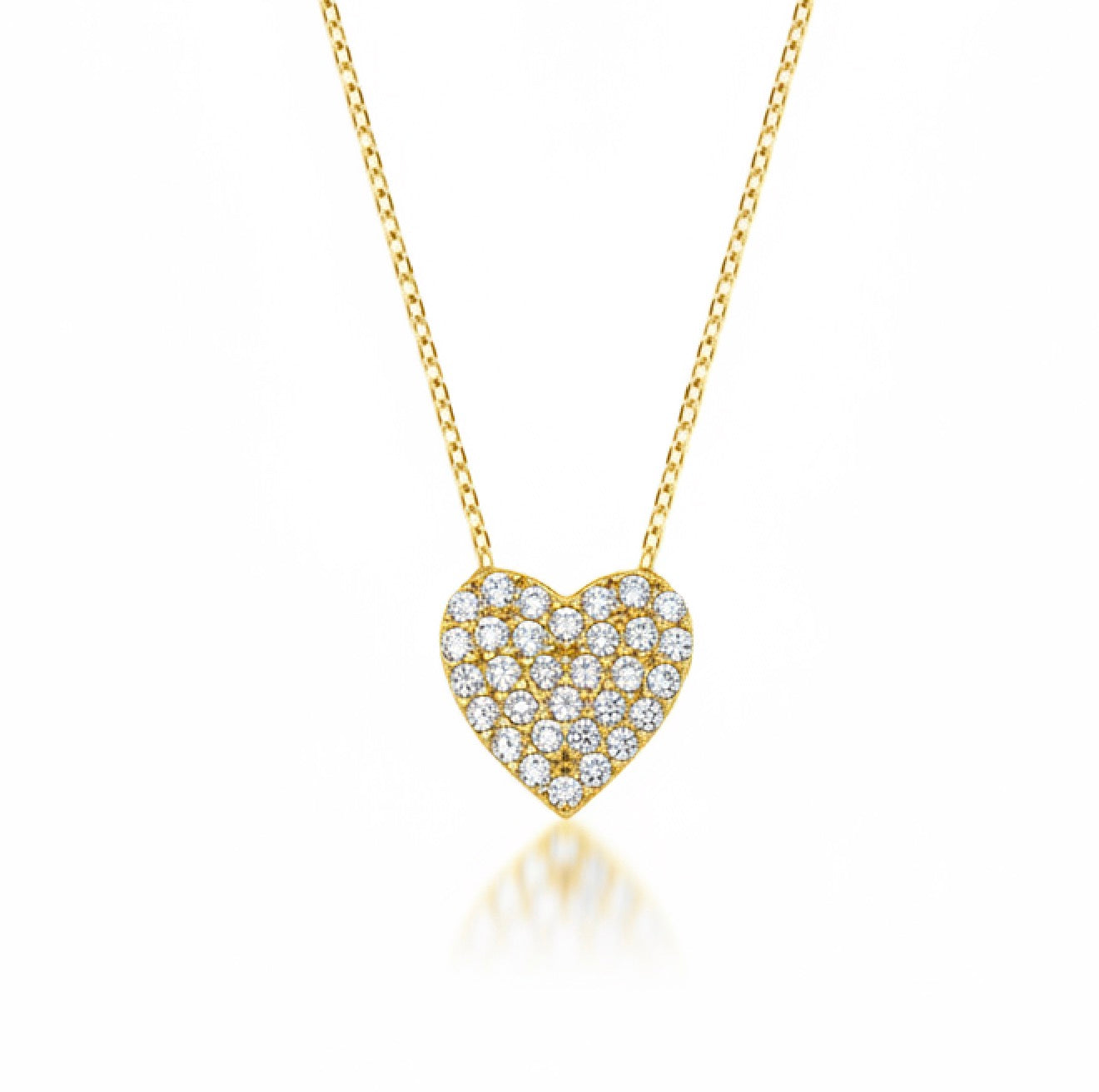 Collar de corazón delicado de oro amarillo macizo de 14 quilates