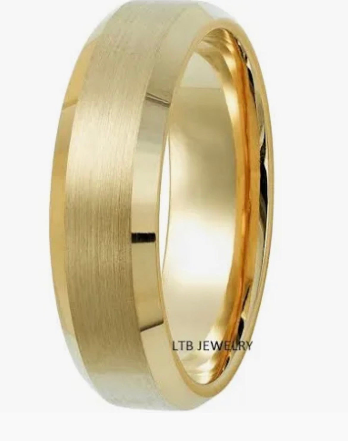 14K Solid Yellow Gold Beveled Edge Mens Wedding Bands