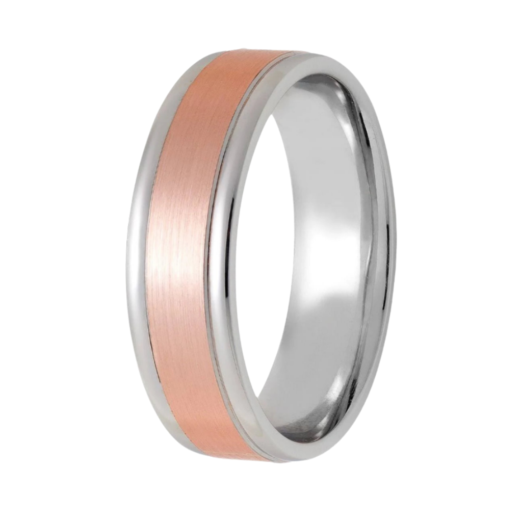 Alianzas de boda para hombre en oro de dos tonos