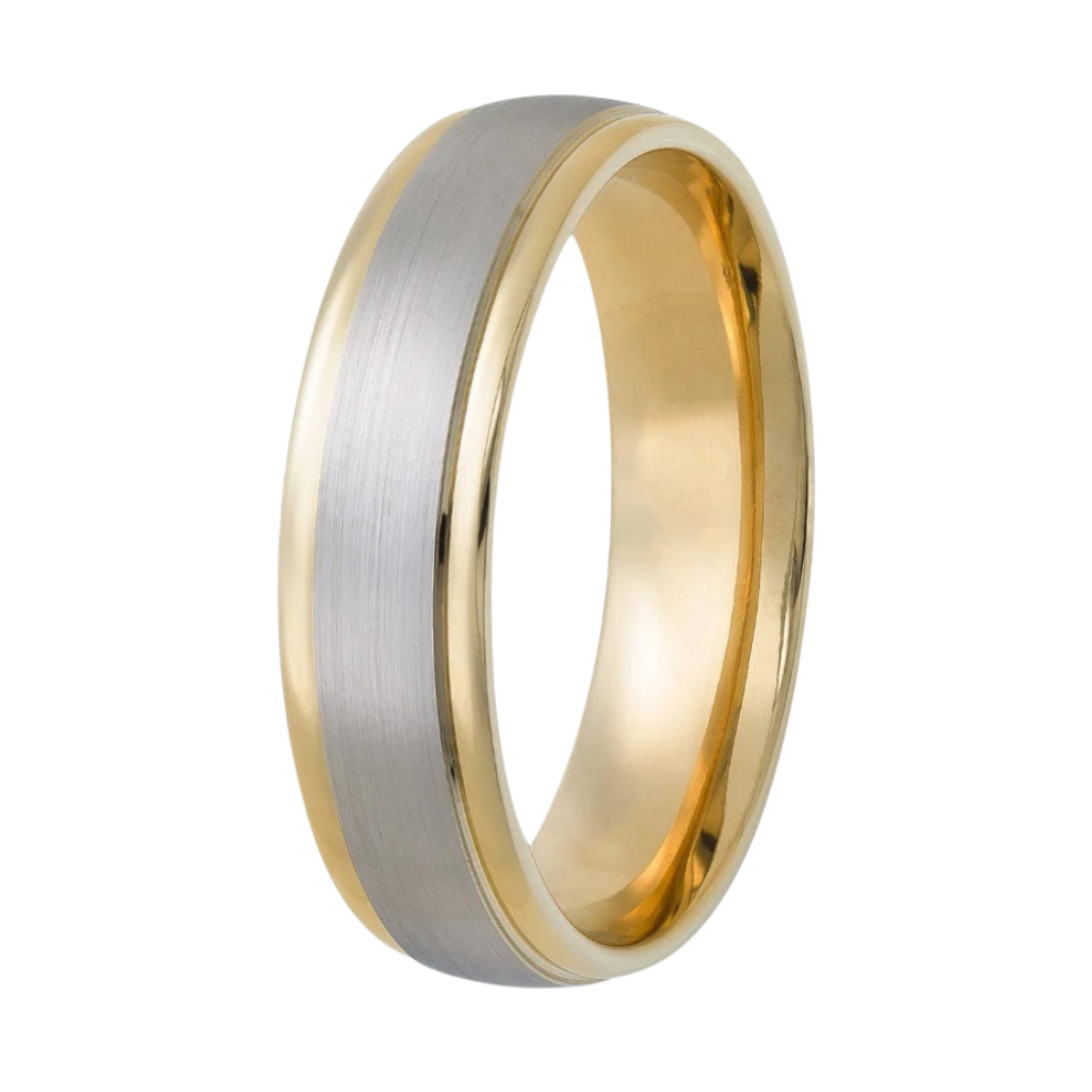 Anillos de boda para hombre de oro blanco y amarillo de 6 mm, 10 quilates, 14 quilates y 18 quilates