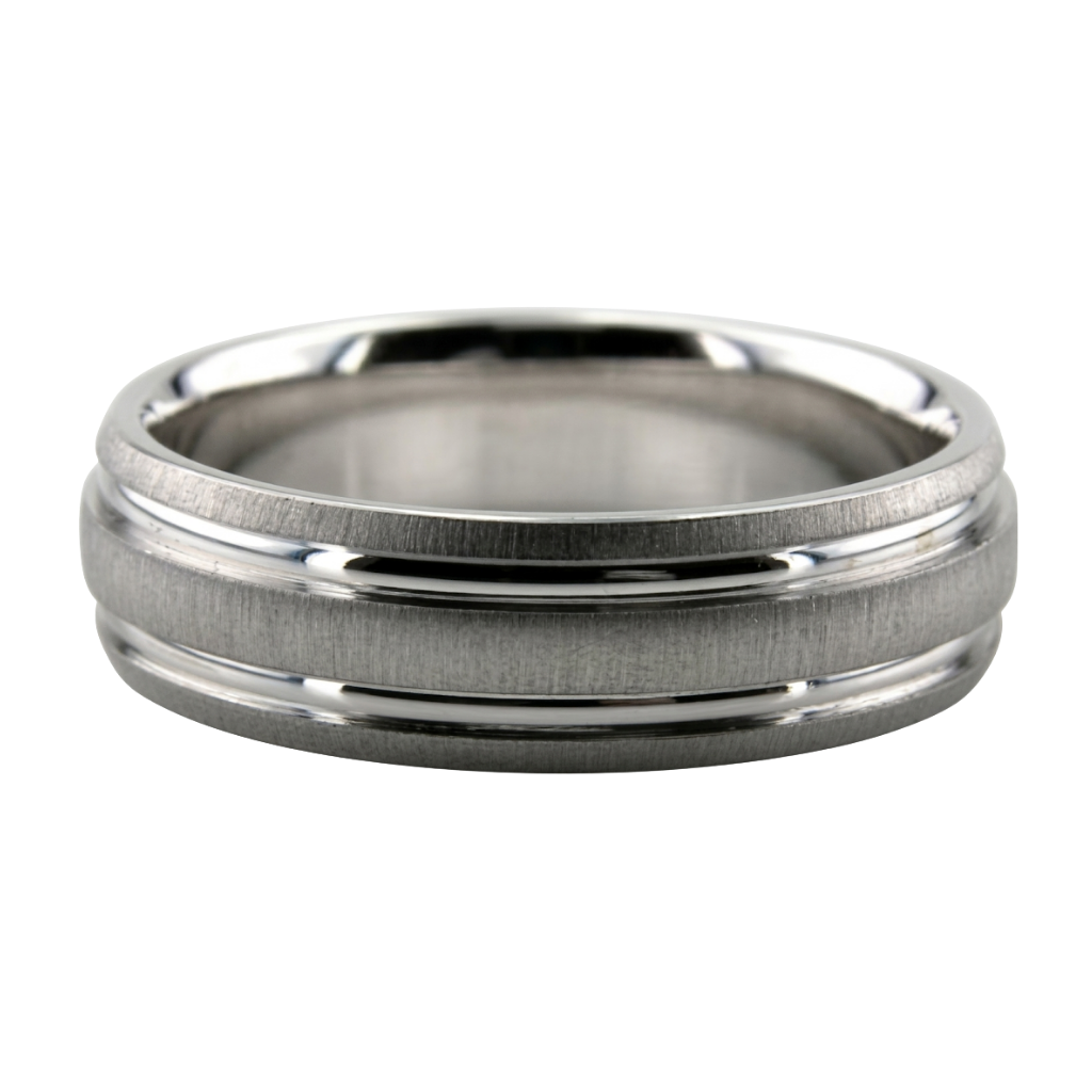 6mm 10K 14K 18K Solid White Gold Brushed Finish Mens Wedding Bands
