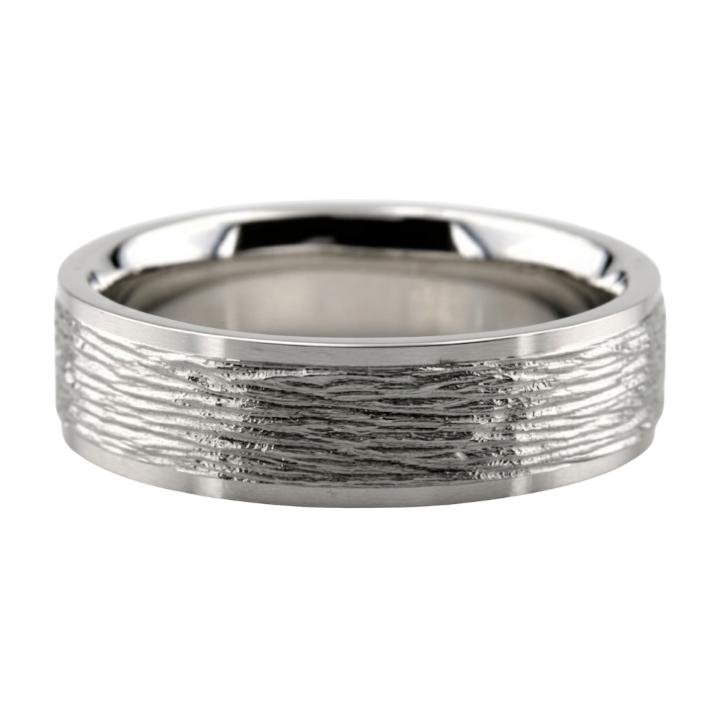 14K White Gold Mens Wedding Bands