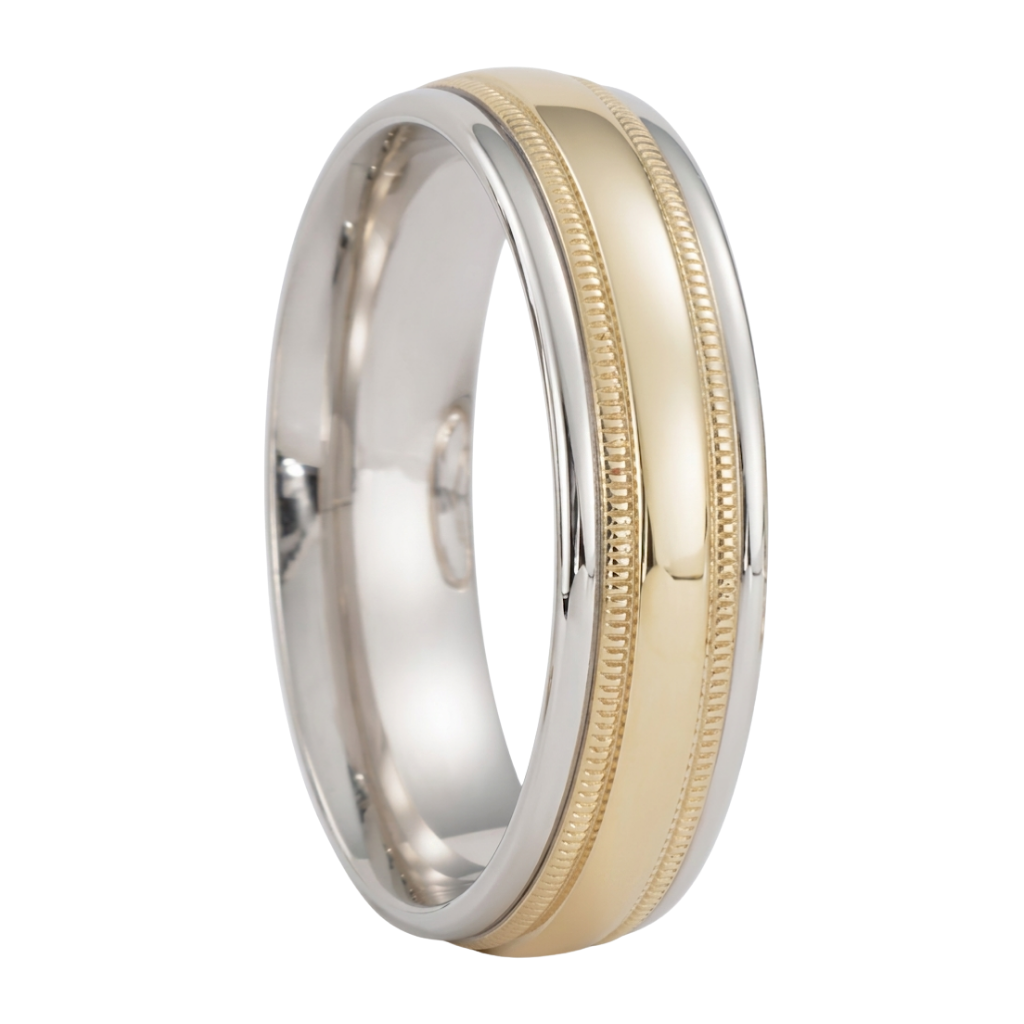 Two Tone Gold Mens Wedding Bands