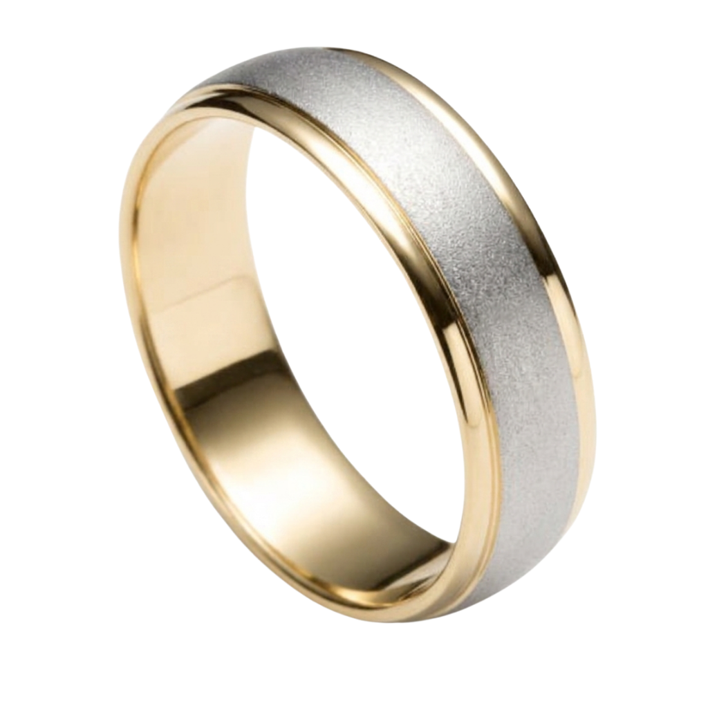 Alliances pour hommes en or jaune massif 18 carats et platine