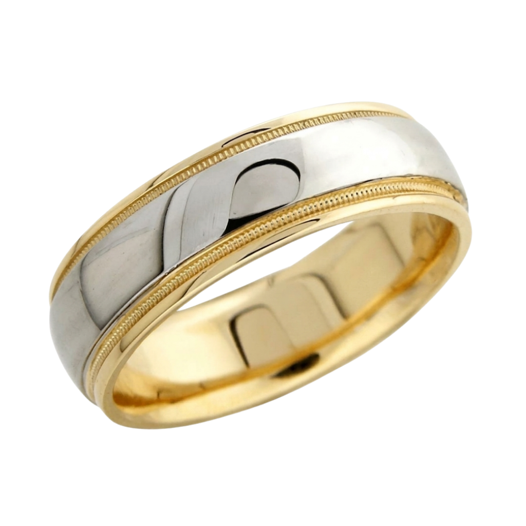 Alliances en or jaune massif 18 carats et platine