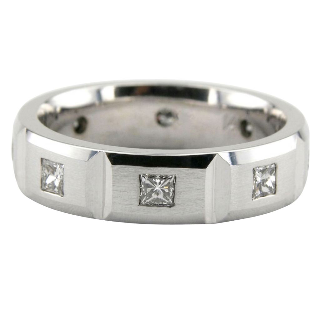 Alliances pour hommes avec diamant taille princesse de 0,80 carat