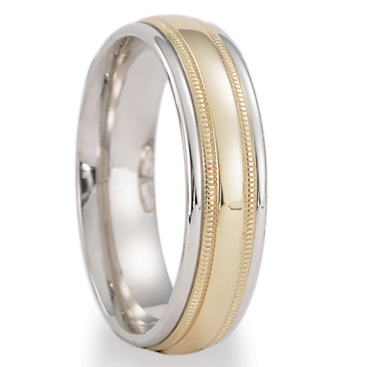 Two Tone Gold Mens Wedding Bands
