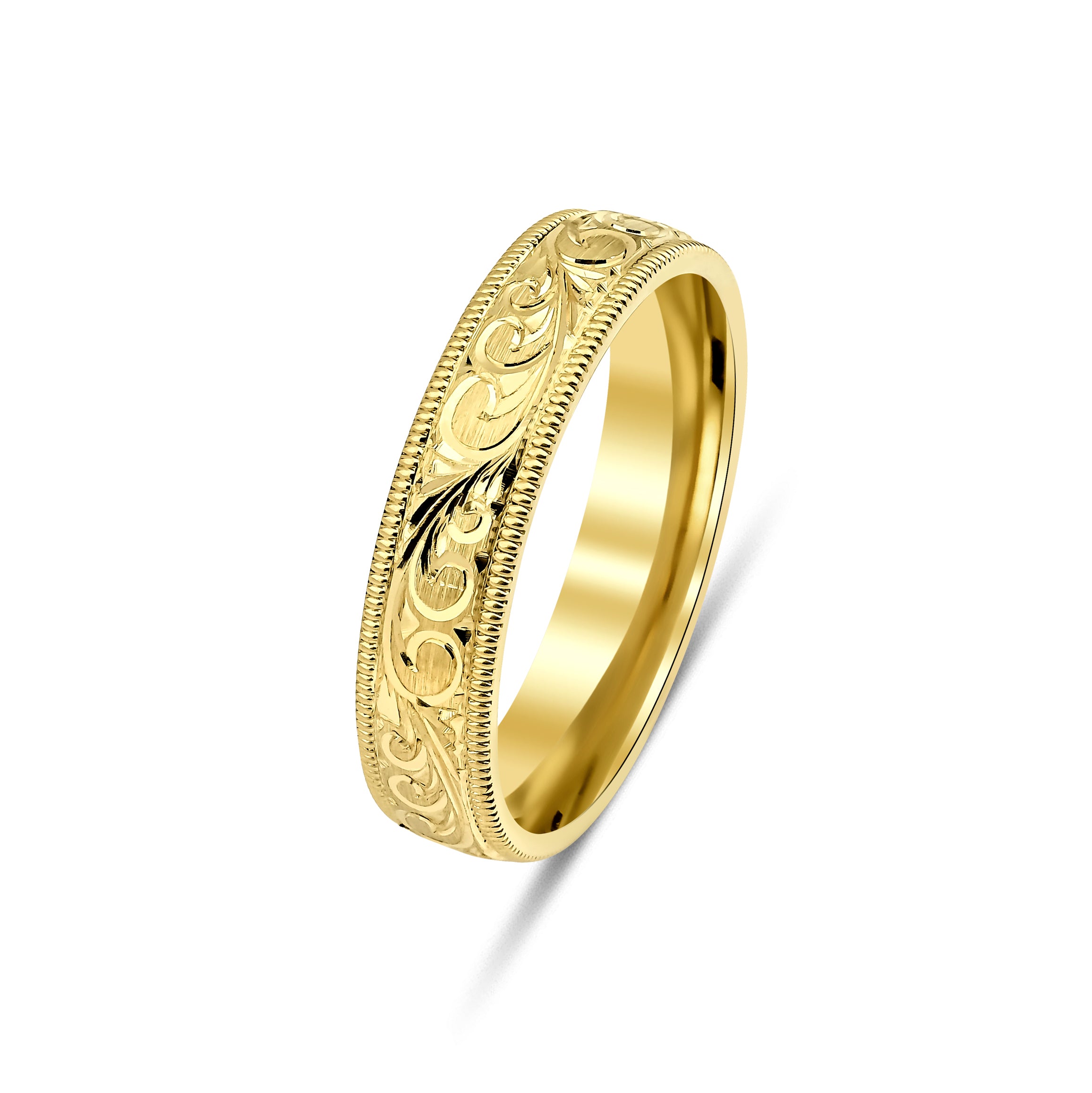 Hand Engraved Mens Wedding Band