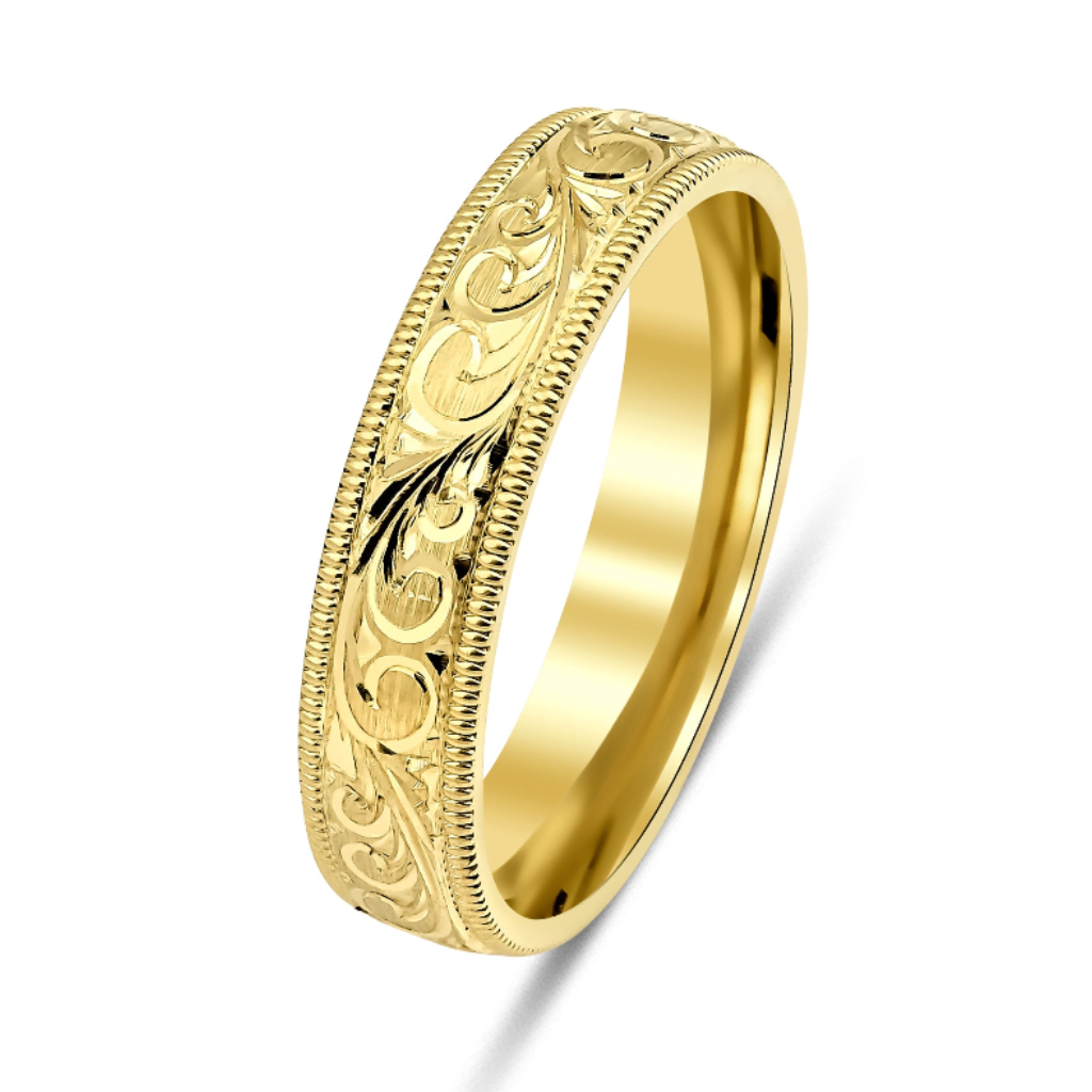 Bande de mariage pour hommes gravée à la main