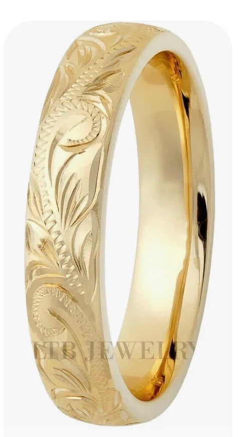 Hand Engraved Mens and Womens Wedding Bands
