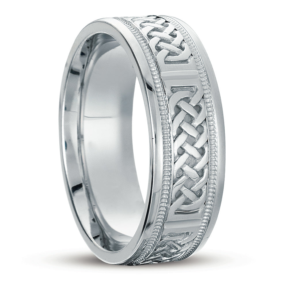 14K White Gold Handmade Celtic Mens Wedding Bands