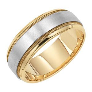 18K Yellow Gold and Platinum Mens Wedding Bands
