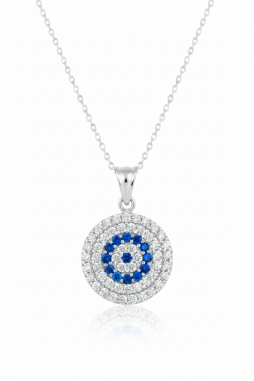 Pendentif ou collier en or massif 14 carats contre le mauvais œil