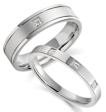 Princess Cut Diamond His and Hers Wedding Rings Set