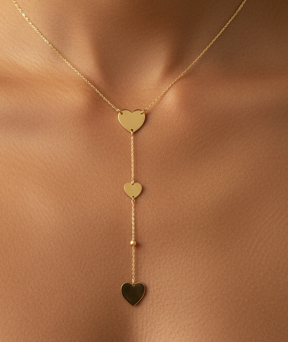 Collier trèfle rose en or jaune massif 14 carats