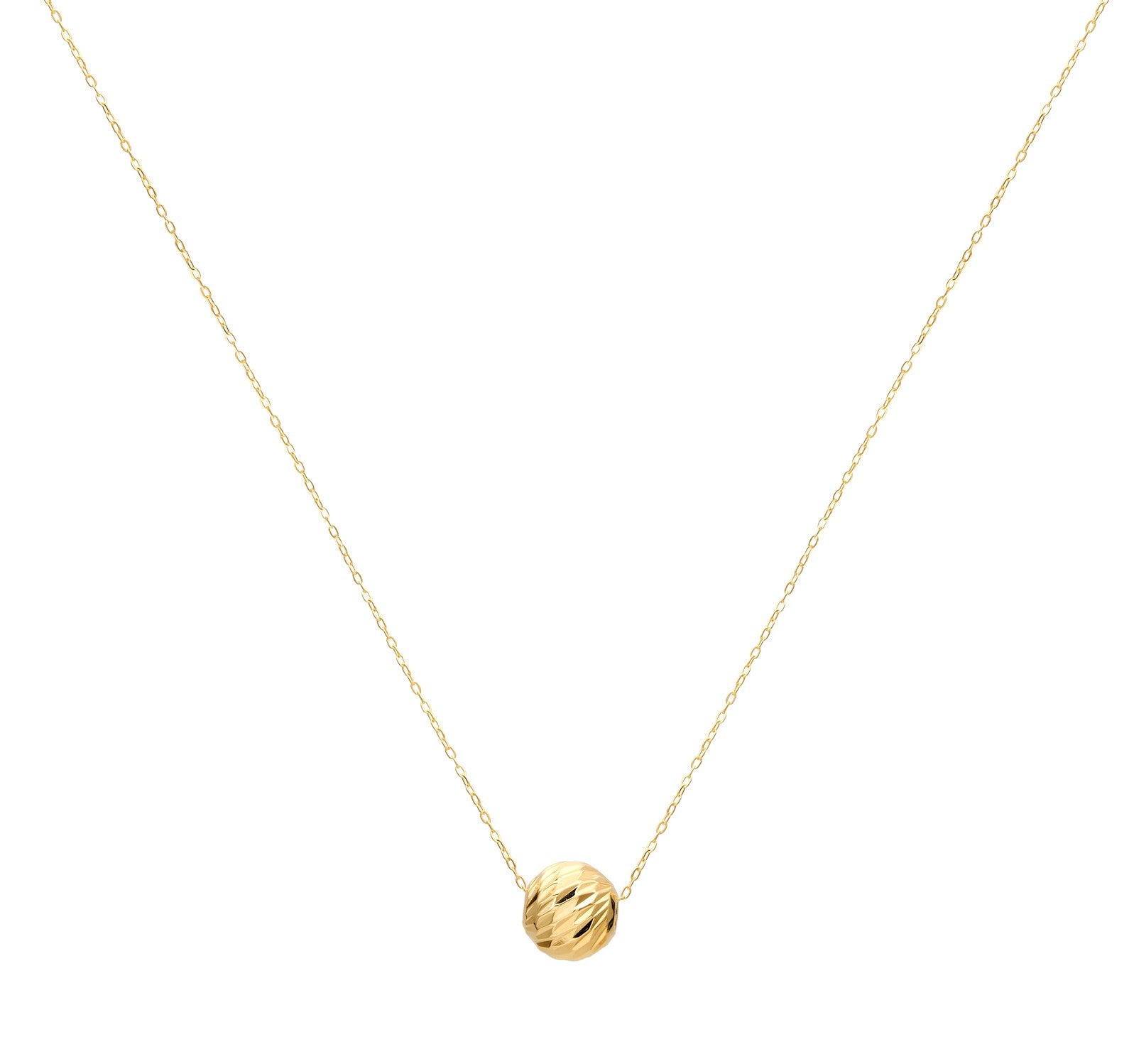 14K Yellow Gold Dainty Ball Necklace