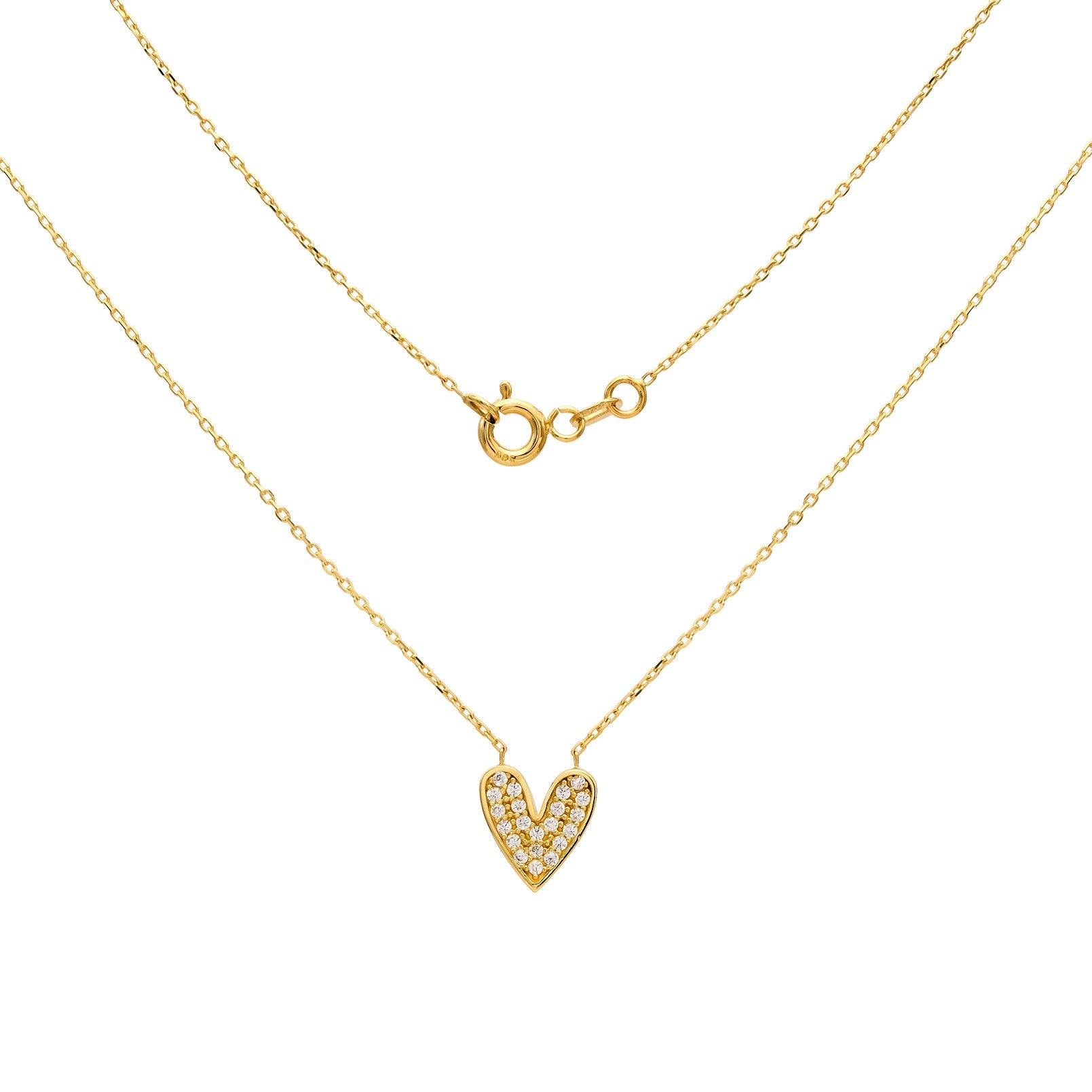 14K Solid Yellow Gold Heart  Necklace