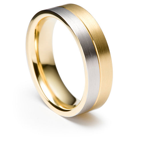 Two Tone Gold Mens Wedding Rings