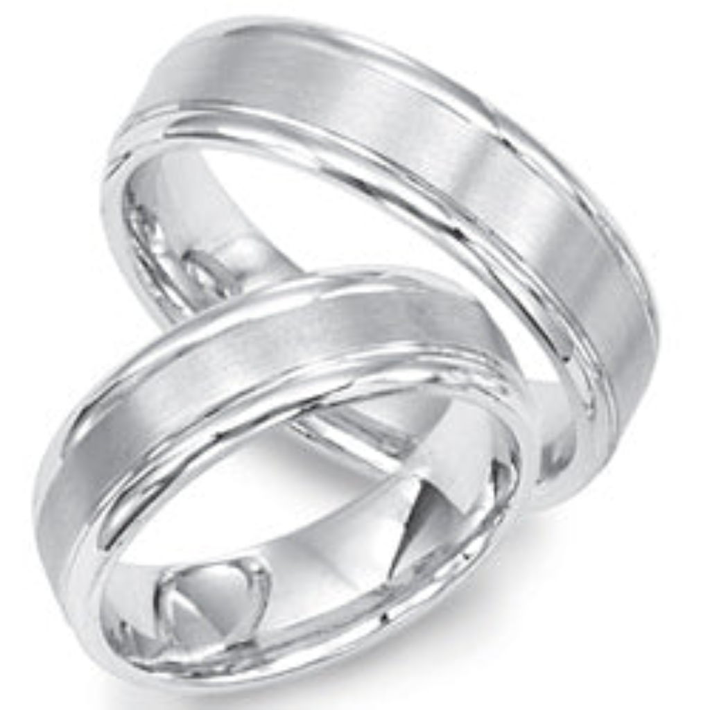 6mm 10K 14K 18K White Gold His and Hers  Wedding Bands