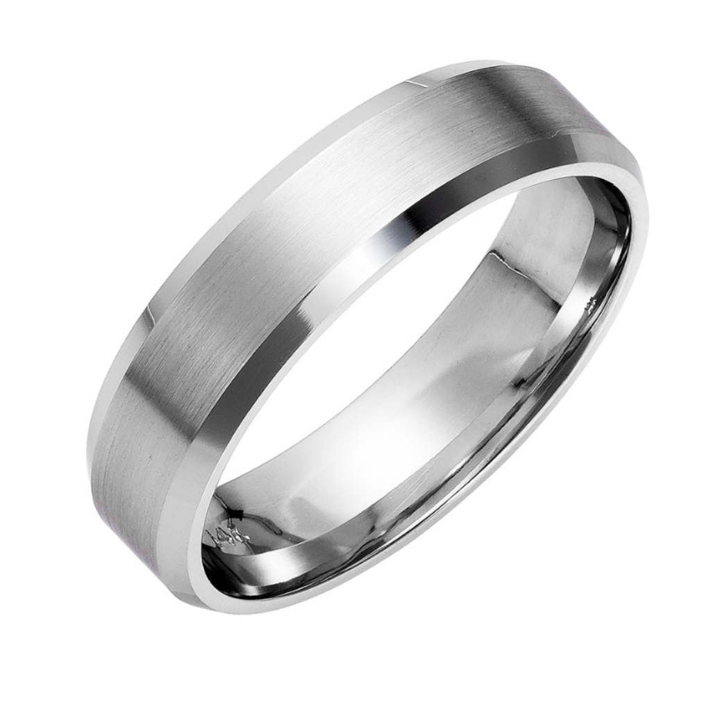 14K White Gold Mens Wedding Bands
