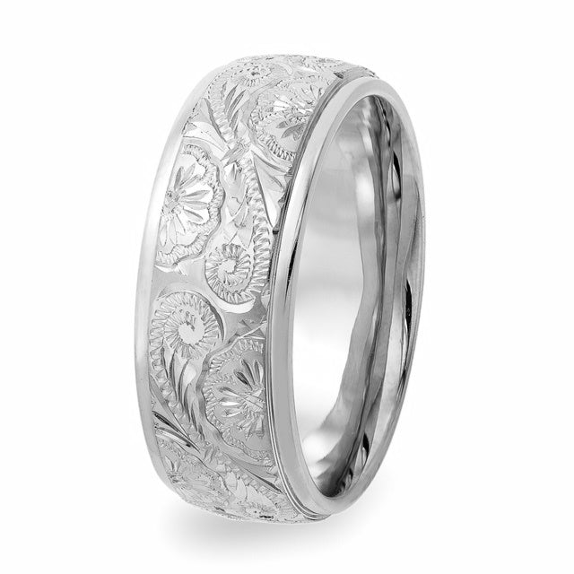 Alliances gravées à la main en platine