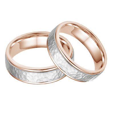 His and Hers Wedding Rings, Two Tone Gold Wedding Bands
