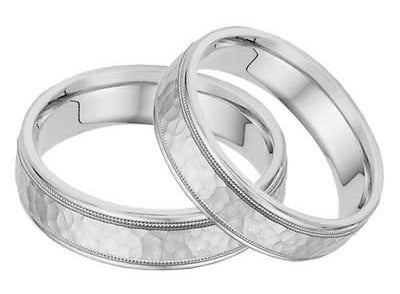 6mm 14K  White Gold His and Hers Matching Wedding Bands Set