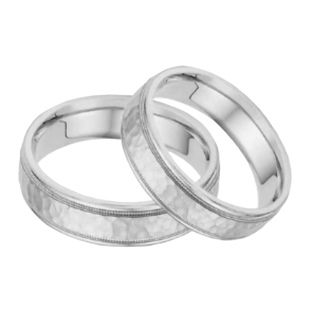 6mm 14K  White Gold His and Hers Matching Wedding Bands Set