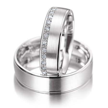 Platinum His and Hers Diamond Wedding Bands