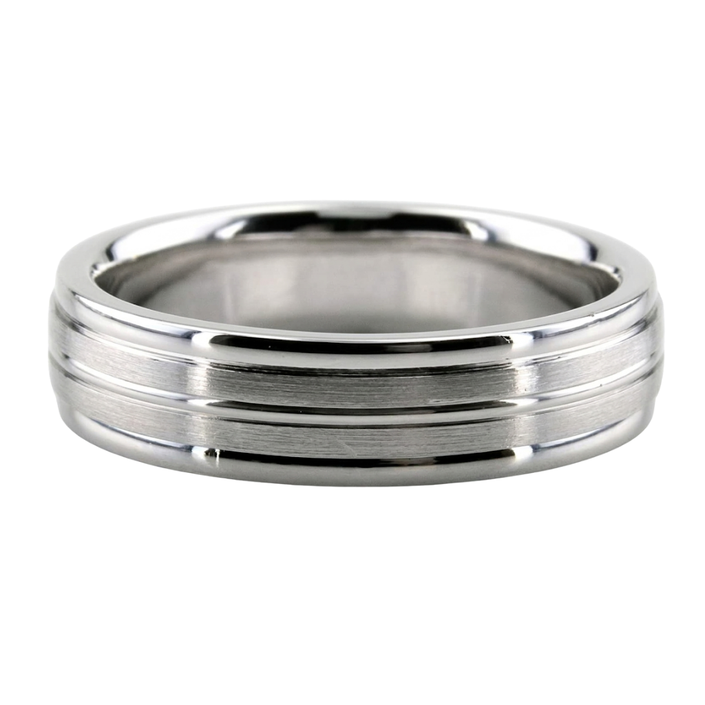 6mm 10K 14K 18K White Gold Mens Wedding Rings