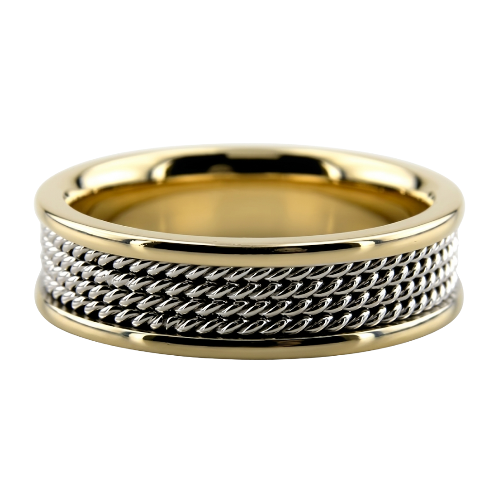 Two Tone Gold Rope Braided Wedding Bands