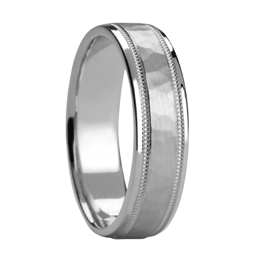 Hammered Finish Mens Wedding Rings