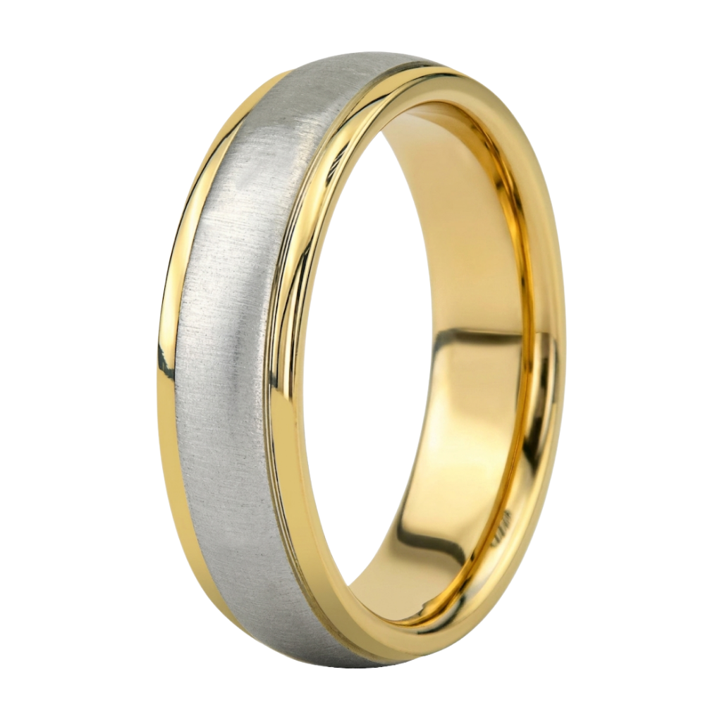 Alliances pour hommes en or jaune 18 carats et platine