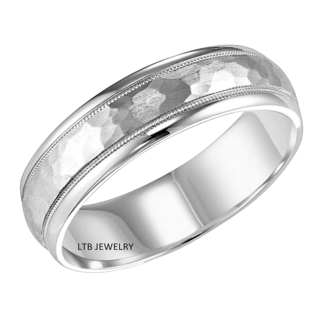 Hammered Finish Platinum Wedding Bands
