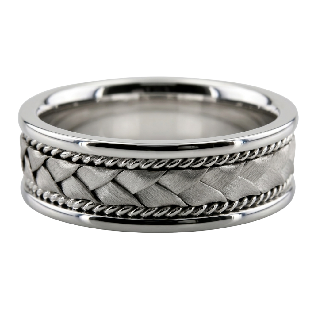 Braided Handmade Platinum Mens Wedding Bands