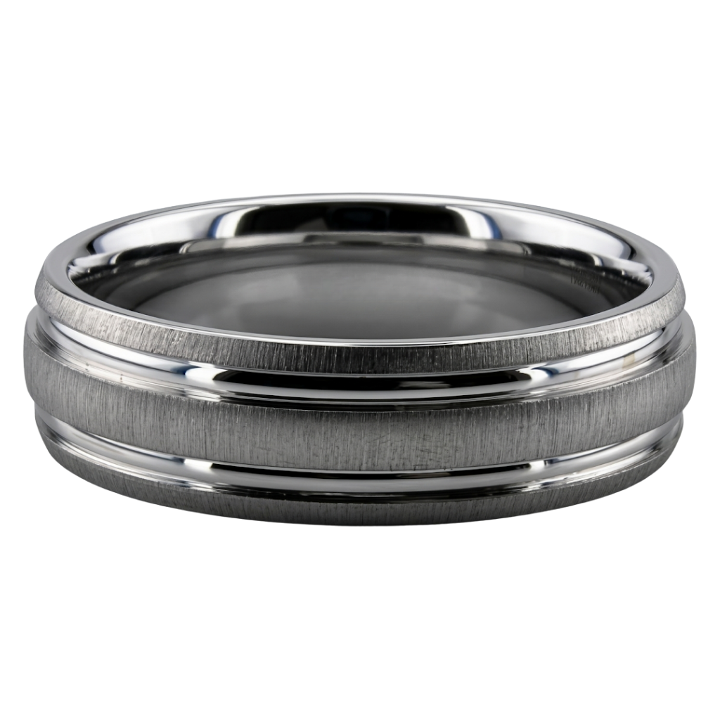 6mm Brushed Finish Platinum Mens Wedding Bands
